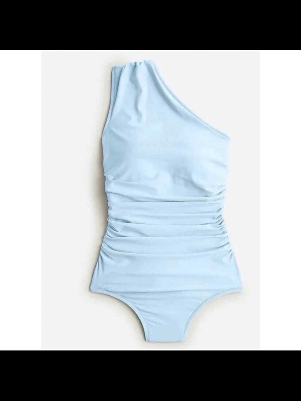 J. Crew Light Blue One-Shoulder Ruched One-Piece Swimsuit